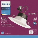 Philips 5 In. Retrofit IC/Non-IC Rated White LED Recessed Light Kit, Daylight