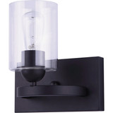 Home Impressions 1-Bulb Matte Black Vanity Bath Light Fixture with Easy Connect