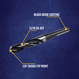 Irwin 11/16 In. Black Oxide Silver & Deming Drill Bit