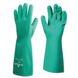 Nitrile Disposable Gloves, Gauntlet Cuff, Unlined Lined, 9/Large, Green, 15 mil
