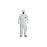 Tyvek 400 Coverall, Serged Seams,Attached Hood, Boots, Elastic Waist/Wrist/Ankles, Front Zipper, Storm Flap, White, 4X-Large