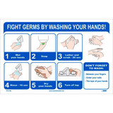Fight Germs By Washing Your Hands Poster 12"" X 18"" Vinyl