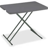 Interion Adjustable Height Plastic Folding Table 20"" x 30"" Charcoal