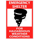 NMC M121RB Sign Emergency Shelter For Hazardous Weather Conditions 14"" X 10"" W