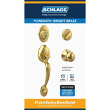Schlage Bright Brass Entry Door Handleset with Plymouth Knob F60GPLY605 248339