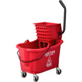 Global Industrial Mop Bucket And Wringer Combo 38 Qt. Side Press Red