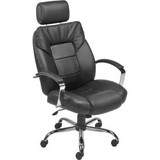 Interion Big & Tall Chair With High Back & Fixed Arms Bonded Leather Black