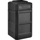 Global Industrial Square Plastic Waste Receptacle With Flat Lid 42 Gallon Black