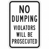 Lyle Reflective No Dumping Sign,18x12in,Alum T1-1119-EG_12x18