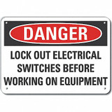 Lyle Lockout Tagout Danger Sign,7x10in,Plastc LCU4-0666-NP_10X7