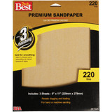 Do it Best Premium Plus 9 In. x 11 In. 220 Grit Fine Sandpaper (3-Pack) 7266004