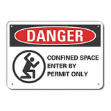 Lyle Confined Space Danger Sign,10x14in,Alum  LCU4-0268-NA_14X10