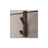 Universal® Recycled Cubicle Double Coat Hook, Plastic, Charcoal UNV08607