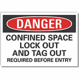 Lyle Confined Space Danger Rflctv Label,5x7in LCU4-0667-RD_7X5
