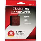 Clamp-On 60 Grit 4-1/2 In. x 5-1/2 In. 1/4 Sheet Power Sanding Sheet (6-Pack)
