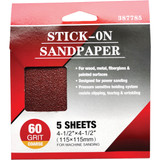 60 Grit 4-1/2 In. x 4-1/2 In. 1/4 Sheet Stick-On Power Sanding Sheet (5-Pack)