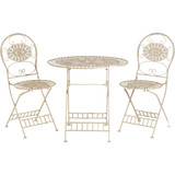 Alpine 3-Piece Vintage Cream Color Metal Bistro Set KIY212A-WT