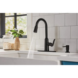 Moen Edwyn 1-Handle Pull-Down Kitchen Faucet with Soap Dispenser, Matte Black 87028BL 470382