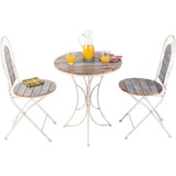 Alpine 3-Piece Weathered Wood Blue & White Bistro Set MZP278A 849461