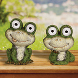 Alpine 7 In. Solar Green Frog Statue with LED Eyes