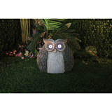 Alpine 13 In. H. Magnesia Owl Statue with Solar LED Eyes