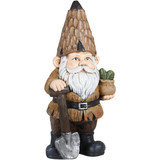 Alpine 16 In. H. MGO Gnome with Shovel & Plants Statue YEN574HH Pack of 4
