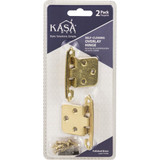 KasaWare Polished Brass Self-Closing Overlay Hinge (2-Pack)