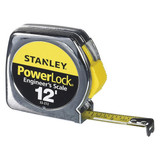 Stanley Tape Measure,1/2 In x 12 ft,Chrome,In/Ft 33-272