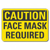 Lyle Rflct Face Mask Caution Sign,7x10in,Alum LCU3-0253-RA_10x7