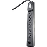 Woods 7-Outlet 1780J Black Resettable Surge Protector Strip with 4 Ft. Cord
