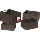 Home Impressions 4-Piece Woven Storage Basket Set, Brown 748113-BR 602468