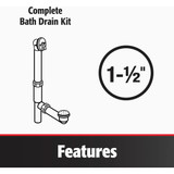 Keeney Schedule 40 PVC Cable Drive Bath Drain with Polished Chrome Trim 645PVC 456853