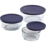 Pyrex Simply Store Round Glass Storage Container Set with Lids (6-Piece) 6010170