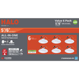 Halo 5 in./6 in. Retrofit IC Rated White LED Recessed Light Fixture (6-Pack)
