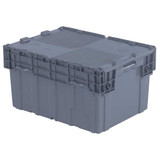Orbis Attached Lid Container,Gray,Solid,HDPE FP403 Gray