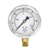 Pic Gauges Pressure Gauge,Liquid,4 In.,30 psi 201L-402C