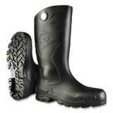 Chesapeake Rubber Boots, Steel Toe, Unisex 9, 16 in Boot, PVC, Black
