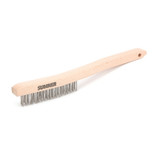 Steel Wire Scratch Brush, 13.8 in, 19 rows, Steel Bristle, Curved Wood Handle