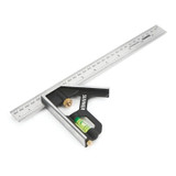 Combination Square, 12 in Blade, 4.7 in Beam, Stainless Steel