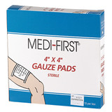 Medi-First Gauze Pad,White,4"L,4"W,PK10 62012