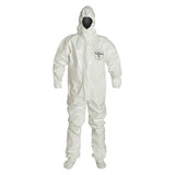 Dupont Collared Coverall,Sock Boot,White,L,PK6 SL128TWHLG000600