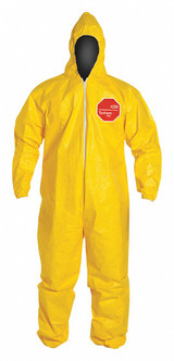 Dupont Hooded Coverall,Elastic,Yellow,XL,PK12  QC127SYLXL0012NF