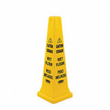 Rubbermaid Commercial Safety Cone,Yellow,HDPE,36 in H FG627677YEL