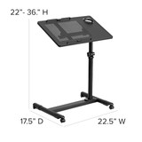 Flash Furniture Adj.-H Computer Stand,22 1-2 in W,Black NAN-JG-06B-BK-GG