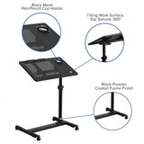 Flash Furniture Adj.-H Computer Stand,22 1-2 in W,Black NAN-JG-06B-BK-GG