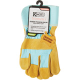 Kinco Women's Small Aqua Cotton-Blend Canvas Fabric Back Golden Suede Palm Glove