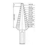 Manufacturer Varies Step Cone Drill,0.1875in to 0.875in,HSS 6EXN4