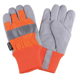 Condor Leather Palm Gloves,Hi-Vis Orange,L,PR  4NHF6