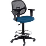 Interion Drafting Stool - Fabric - Blue