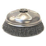 Crimped Wire Cup Brush, 6 in Dia., 5/8-11 Arbor, 0.014 in Carbon Steel